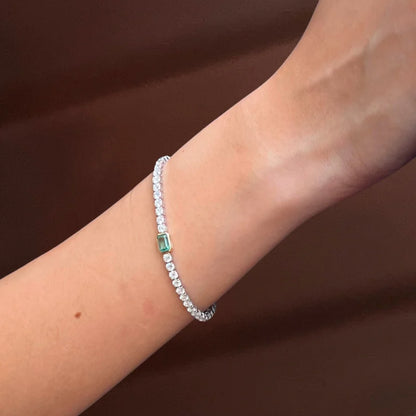 Lab-Grown Emerald & Diamond Tennis Bracelet (Solid Gold) | Lady Estere Jewellery 14K 18K Solid Gold Moissanite White Yellow Rose SG, AU,