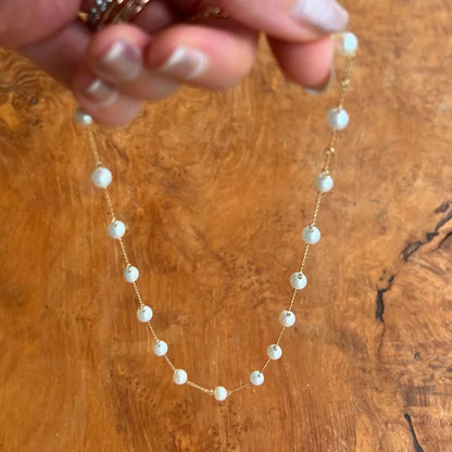 Le Blanc | Station Pearl 2 in 1 Necklace (Solid Gold) | Lady Estere Jewellery | Worldwide 14K 18K Solid Gold Lab Grown Diamond Moissanite