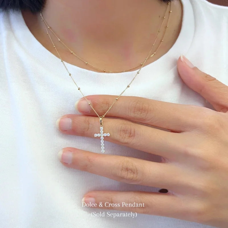 Life | Pave Cross Pendant with Hinged Bail (Solid Gold) | Lady Estere Jewellery 14K 18K Solid Gold Lab-Grown Diamond Moissanite White