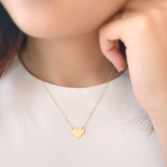 Love | Heart Disc Necklace | Lady Estere Jewellery | Worldwide Shipping 14K 18K Solid Gold Lab-Grown Diamond Moissanite White Yellow Rose