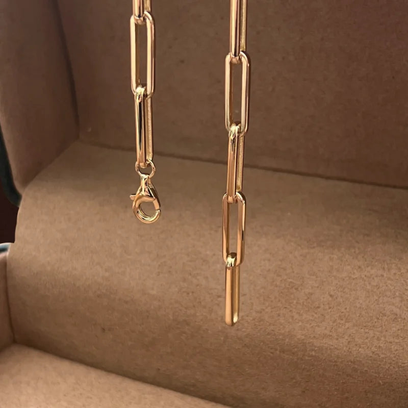 Lungo | Sleek Chain Bracelet (Solid gold) | Lady Estere Jewellery | Worldwide Shipping 14K 18K Solid Gold Lab Grown Diamond Moissanite