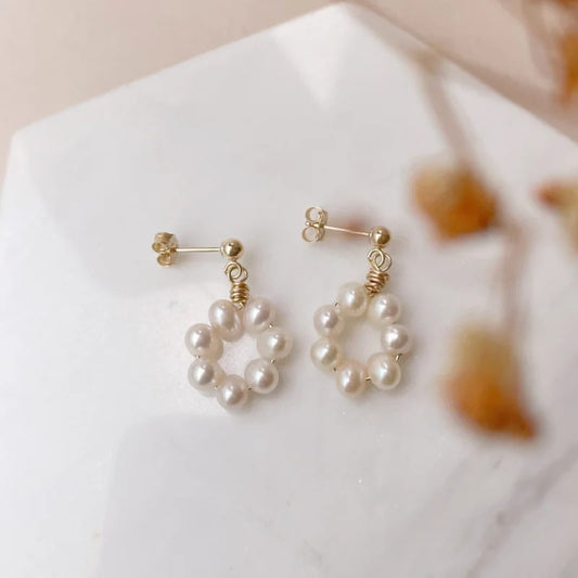 Magic Wand v2 | Natural Pearl Studs | Lady Estere Jewellery | Worldwide Shipping 14K 18K Solid Gold Lab-Grown Diamond Moissanite White