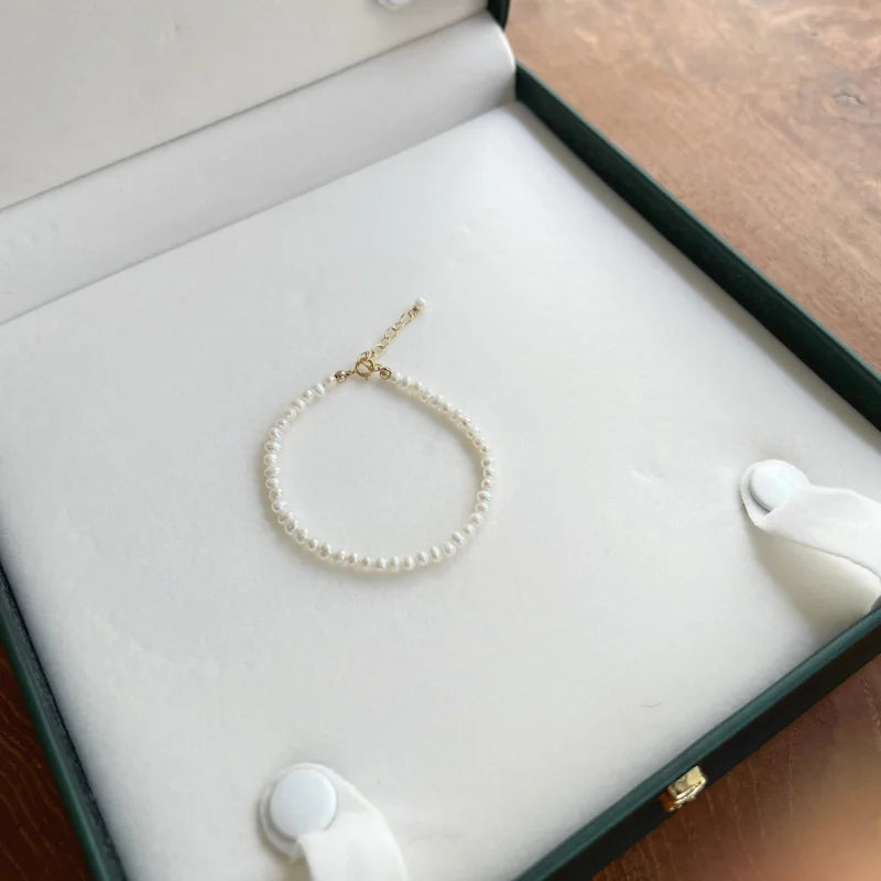 Micro Pearls | 3mm Natural Freshwater Pearl Bracelet | Lady Estere Jewellery | Worldwide 14K 18K Solid Gold Lab-Grown Diamond Moissanite