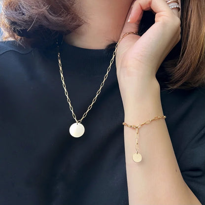Mini Link | Gold Charm Necklace | Lady Estere Jewellery | Worldwide Shipping 14K 18K Solid Lab-Grown Diamond Moissanite White Yellow Rose