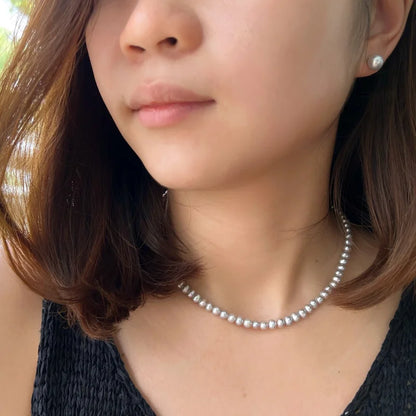 Mini Pearls | 4mm Natural Freshwater Pearl Choker Necklace & Earrings Set | Lady Estere Jewellery 14K 18K Solid Gold Lab-Grown Diamond