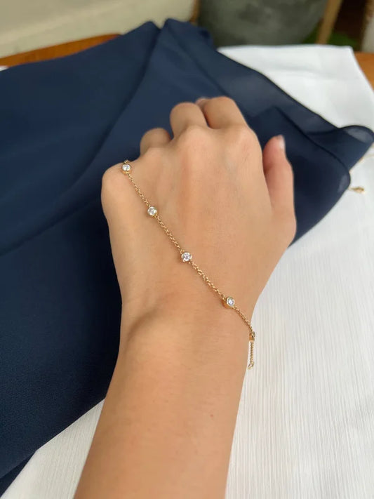 Moissanite Station Bracelet | Lady Estere Jewellery | Worldwide Shipping 14K 18K Solid Gold Lab-Grown Diamond White Yellow Rose SG, AU,