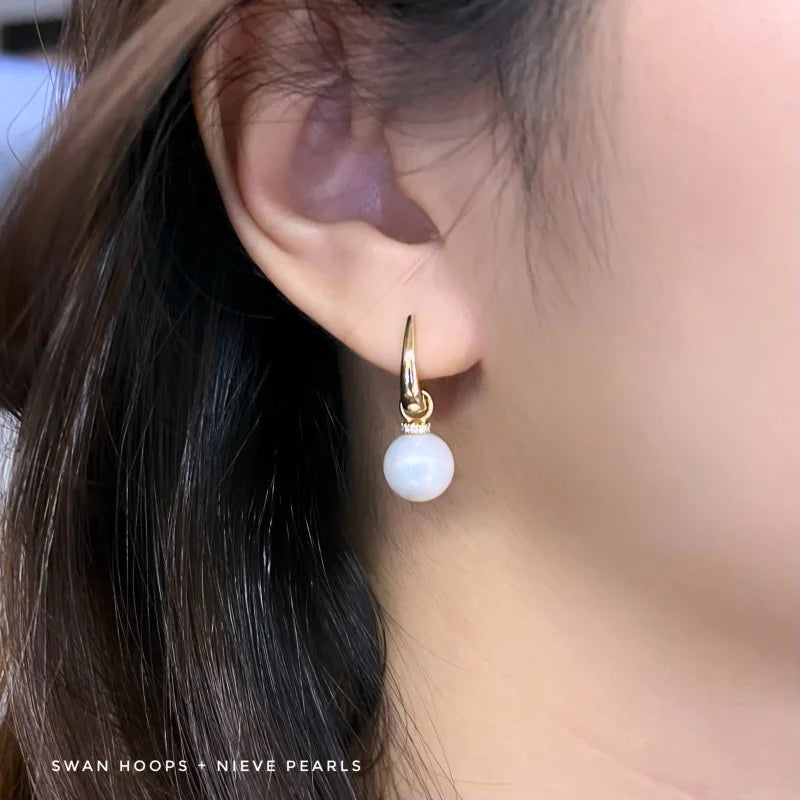 Nieve | Detachable Pearl Drop Pendants (Solid Gold) | Lady Estere Jewellery | Worldwide 14K 18K Solid Gold Lab-Grown Diamond Moissanite