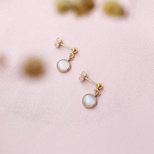 Odelia | Subtle Opal Studs | Lady Estere Jewellery | Worldwide Shipping 14K 18K Solid Gold Lab-Grown Diamond Moissanite White Yellow Rose
