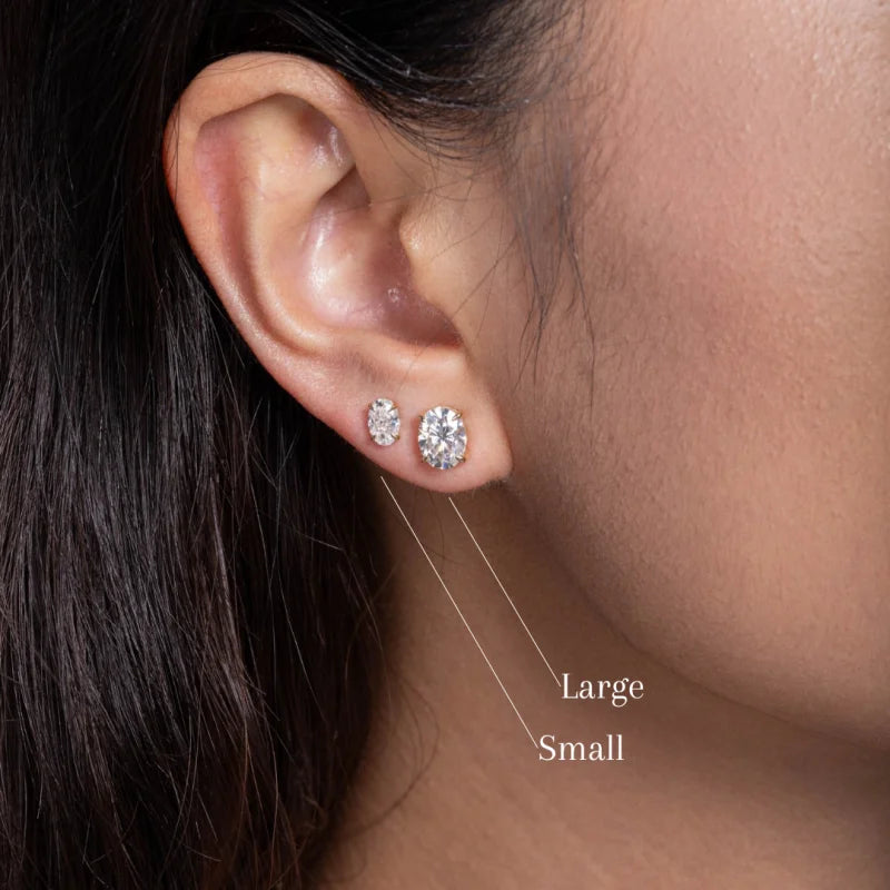 Oval | Moissanite Earring Studs (Solid gold) | Lady Estere Jewellery | Worldwide Shipping 14K 18K Solid Gold Lab-Grown Diamond White Yellow