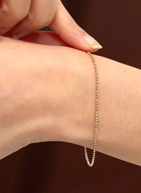 Paris | Shiny Faceted Bead Chain Bracelet (Solid Gold) | Lady Estere Jewellery 14K 18K Solid Gold Lab-Grown Diamond Moissanite White Yellow