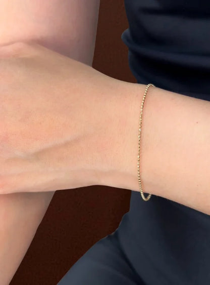 Paris | Shiny Faceted Bead Chain Bracelet (Solid Gold) | Lady Estere Jewellery 14K 18K Solid Gold Lab Grown Diamond Moissanite White Yellow