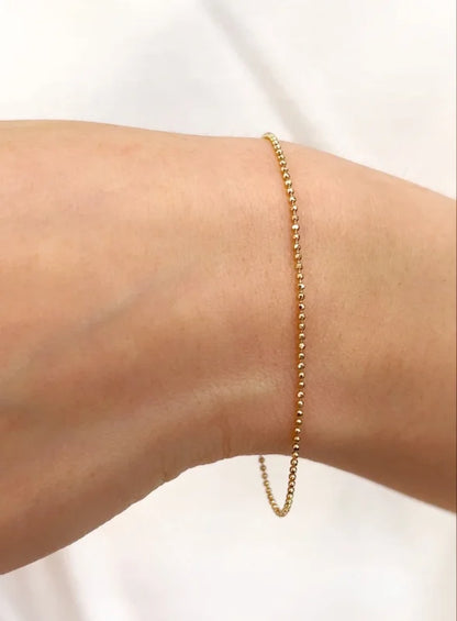 Paris | Shiny Faceted Bead Chain Bracelet (Solid Gold) | Lady Estere Jewellery 14K 18K Solid Gold Lab Grown Diamond Moissanite White Yellow