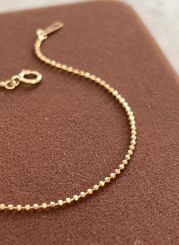 Paris | Shiny Faceted Bead Chain Bracelet (Solid Gold) | Lady Estere Jewellery 14K 18K Solid Gold Lab Grown Diamond Moissanite White Yellow