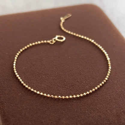 Paris | Shiny Faceted Bead Chain Bracelet (Solid Gold) | Lady Estere Jewellery 14K 18K Solid Gold Lab Grown Diamond Moissanite White Yellow