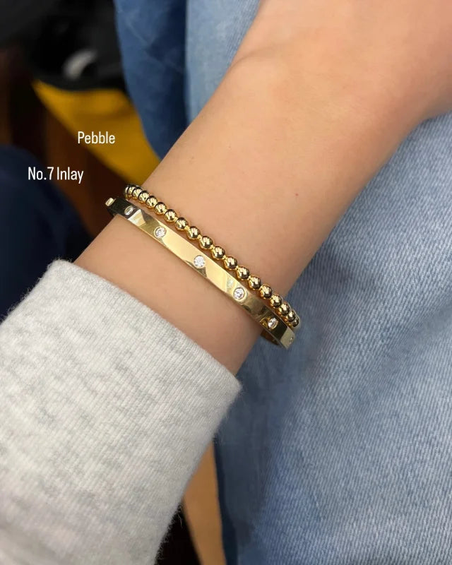 Pebble | 4mm Bangle Bracelet (Solid Gold) | Lady Estere Jewellery | Worldwide Shipping 14K 18K Solid Gold Lab-Grown Diamond Moissanite