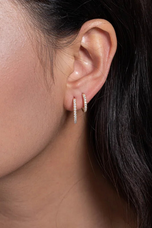Pillar + | Pave Huggie Hoop Earrings (Solid gold) Pillar + Lady Estere Jewellery | Worldwide 14K 18K Solid Gold Lab-Grown Diamond