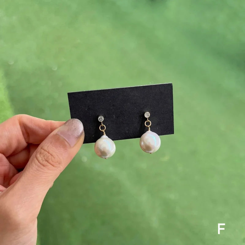 Pompom | Freshwater Baroque CZ Diamond Earrings | Lady Estere Jewellery | Worldwide 14K 18K Solid Gold Lab-Grown Moissanite White Yellow