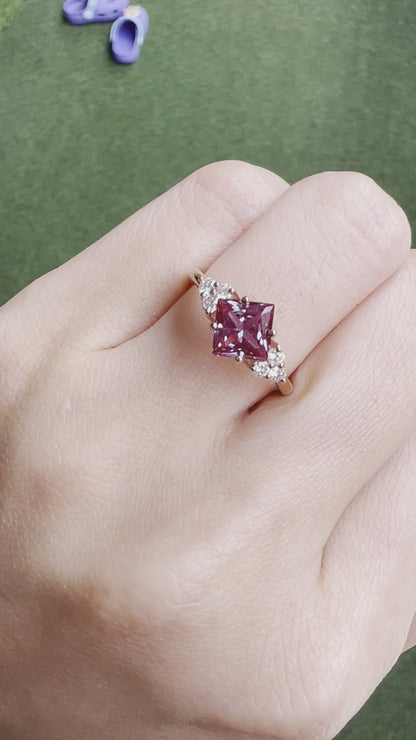 Alexandrite Princess Cut Diamond Ring