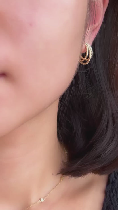 Hula | Triple Loop Earrings (Solid Gold)