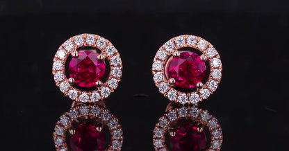 Halo Studs | Ruby (Rose Gold)
