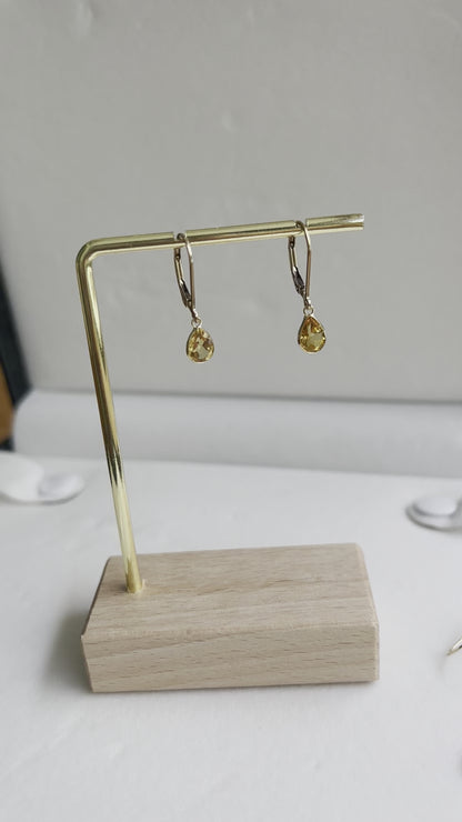 Teardrop | Charm Leverback Earrings (Citrine & Topaz)