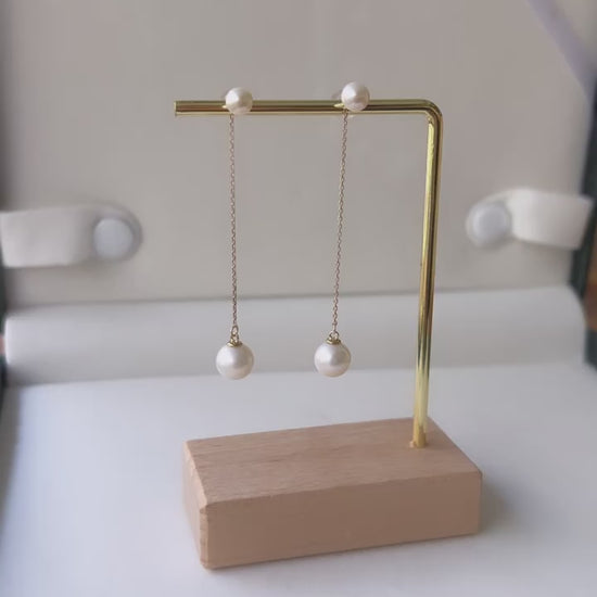 Detachable Freshwater Pearl Drop Earrings (Solid Gold) Singapore