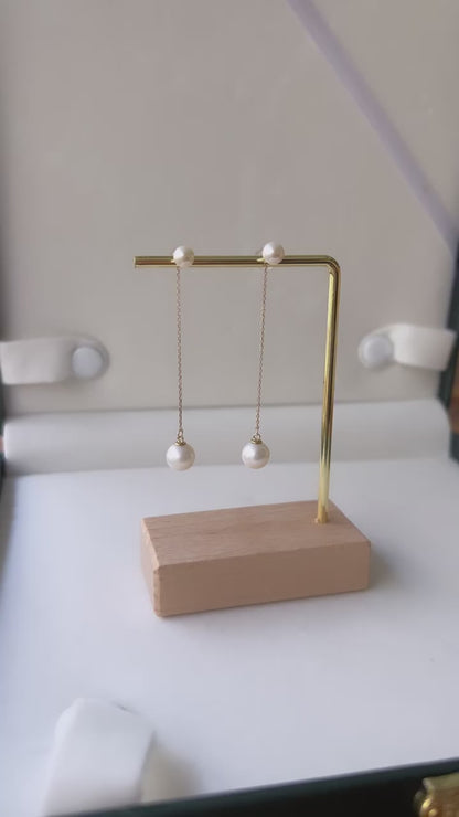 Detachable Freshwater Pearl Drop Earrings (Solid Gold) Singapore
