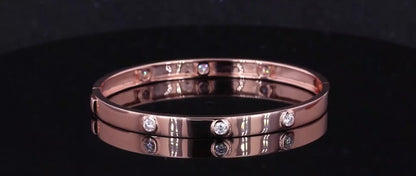 The Oval | Hinged Diamond Bangle Bracelet (Solid Gold)