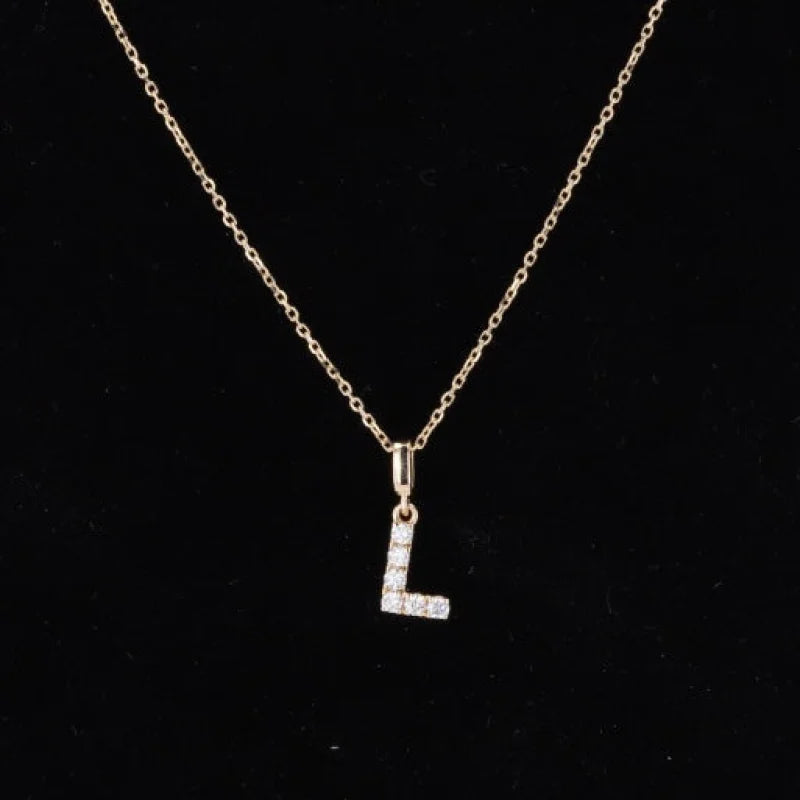 Remembrance | Initial Diamond Necklace (Solid Gold) Lady Estere Jewellery Worldwide 14K 18K Solid Gold Lab - Grown Moissanite White Yellow
