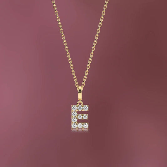 Remembrance | Initial Diamond Necklace (Solid Gold) Initials Pendant (14K & 18K Solid | SG Singapore Lady Estere | Alphabet Jewellery 14K