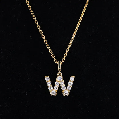 Remembrance | Initial Diamond Necklace (Solid Gold) | Lady Estere Jewellery | Worldwide 14K 18K Solid Gold Lab-Grown Moissanite White