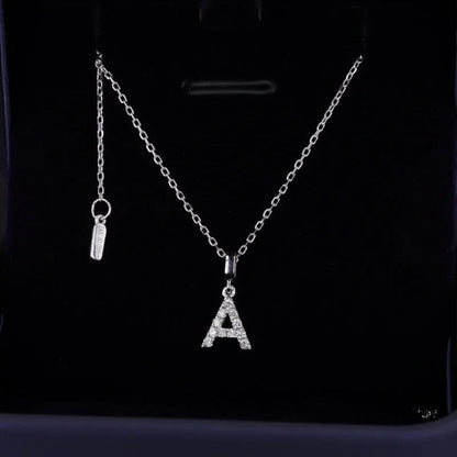 Remembrance | Initial Diamond Necklace (Solid Gold) | Lady Estere Jewellery | Worldwide 14K 18K Solid Gold Lab-Grown Moissanite White