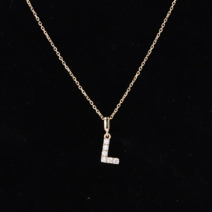 Remembrance | Initial Diamond Necklace (Solid Gold) | Lady Estere Jewellery | Worldwide 14K 18K Solid Gold Lab-Grown Moissanite White