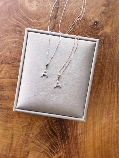 Remembrance | Initial Diamond Necklace (Solid Gold) | Lady Estere Jewellery | Worldwide 14K 18K Solid Gold Lab-Grown Moissanite White