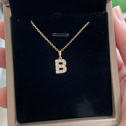 Remembrance | Initial Diamond Necklace (Solid Gold) | Lady Estere Jewellery | Worldwide 14K 18K Solid Gold Lab-Grown Moissanite White
