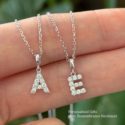Remembrance | Initial Diamond Necklace (Solid Gold) | Lady Estere Jewellery | Worldwide 14K 18K Solid Gold Lab-Grown Moissanite White