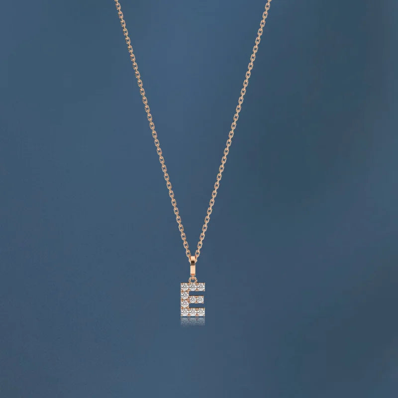 Remembrance | Initial Diamond Necklace (Solid Gold) | Lady Estere Jewellery | Worldwide 14K 18K Solid Gold Lab-Grown Moissanite White