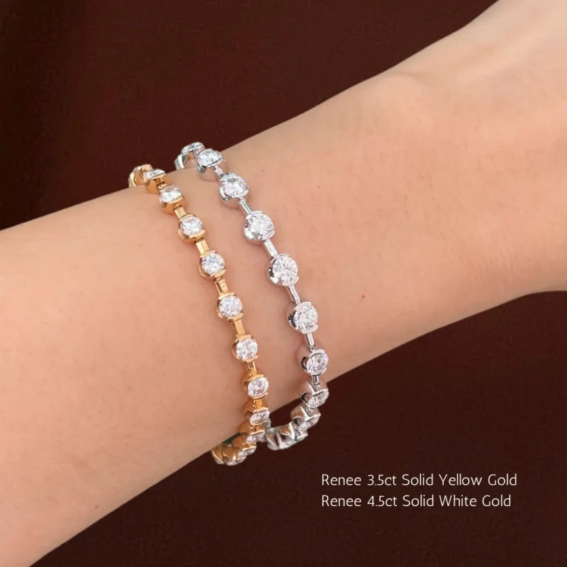 Renee | Diamond Station Eternity Tennis Bracelet (Solid Gold) | Lady Estere Jewellery 14K 18K Solid Gold Lab-Grown Moissanite White Yellow