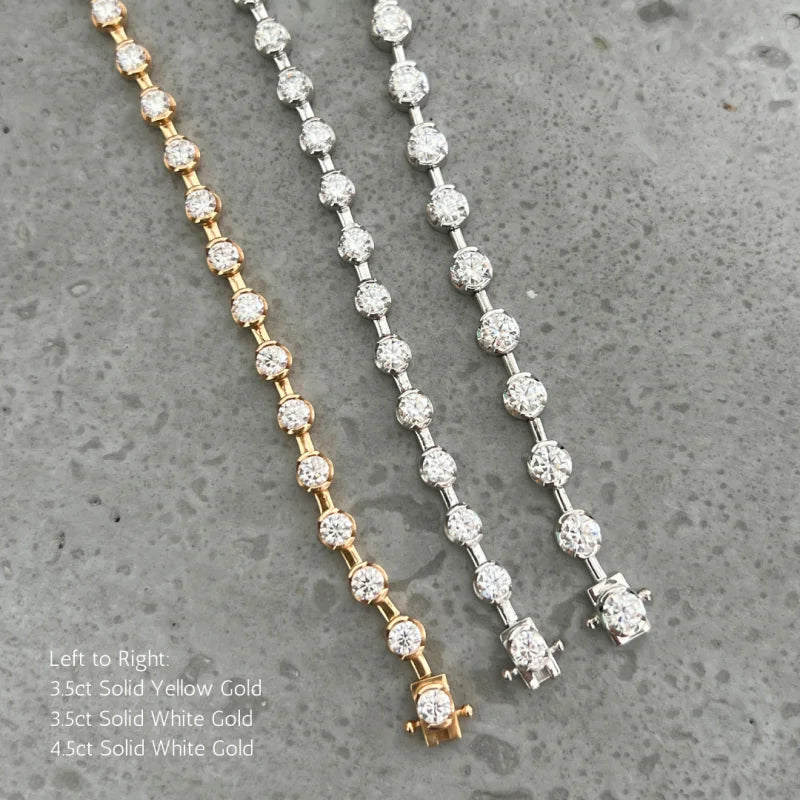 Renee | Diamond Station Eternity Tennis Bracelet (Solid Gold) | Lady Estere Jewellery 14K 18K Solid Gold Lab-Grown Moissanite White Yellow