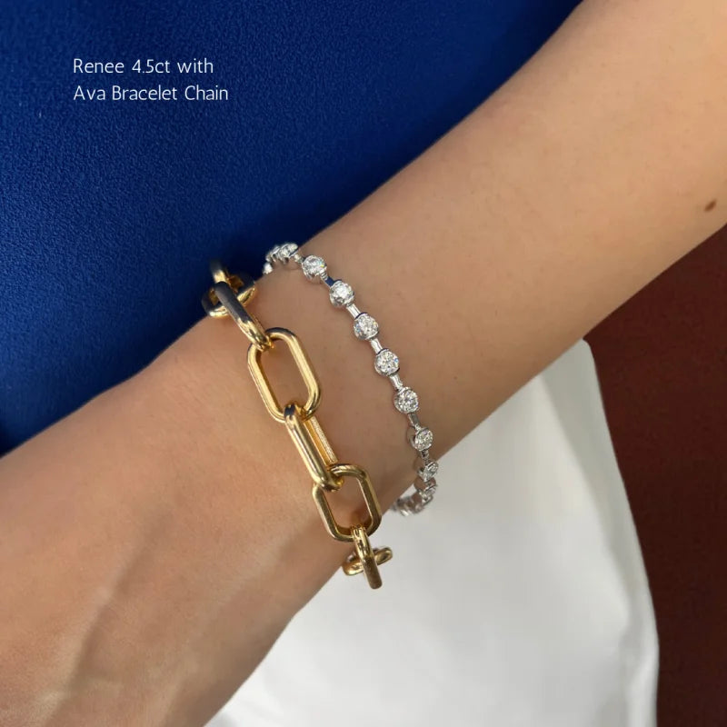 Renee | Diamond Station Eternity Tennis Bracelet (Solid Gold) | Lady Estere Jewellery 14K 18K Solid Gold Lab-Grown Moissanite White Yellow