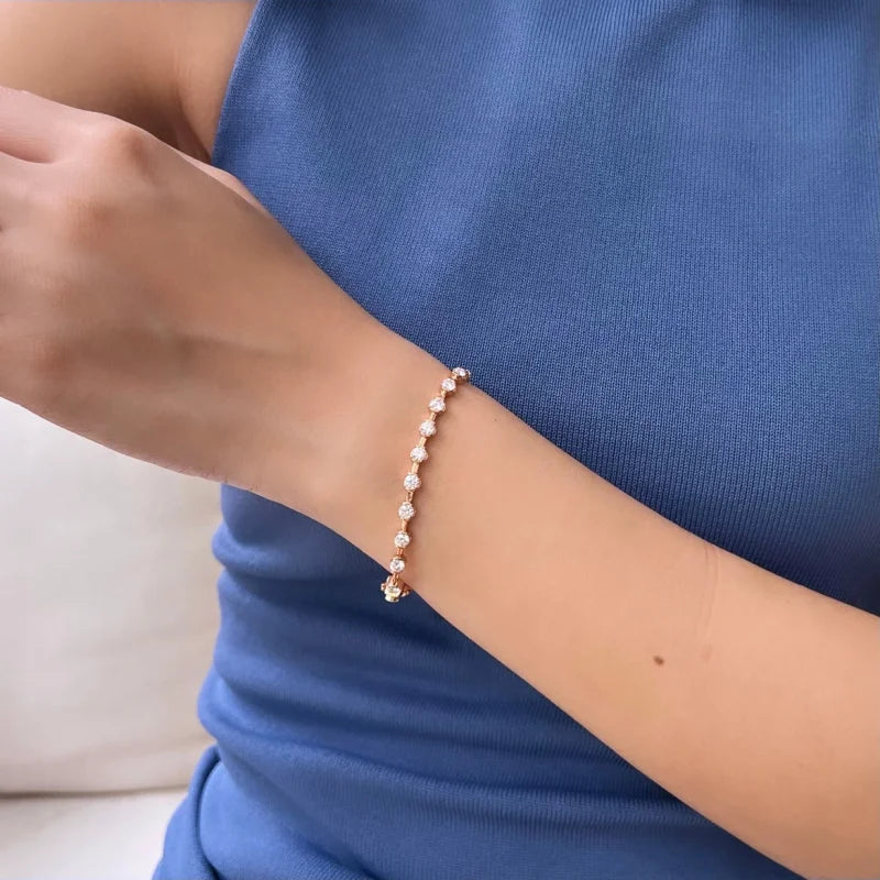 Renee | Lab Diamond Station Eternity Tennis Bracelet (Solid Gold) | Lady Estere Jewellery 14K 18K Solid Gold Lab-Grown Moissanite White