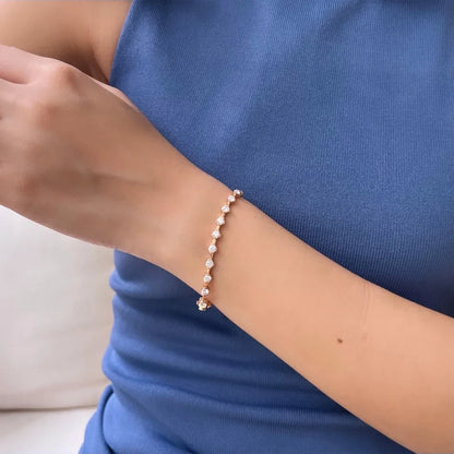 Renee | Lab Diamond Station Eternity Tennis Bracelet (Solid Gold) | Lady Estere Jewellery 14K 18K Solid Gold Lab-Grown Moissanite White