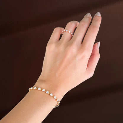Renee | Lab Diamond Station Eternity Tennis Bracelet (Solid Gold) | Lady Estere Jewellery 14K 18K Solid Gold Lab-Grown Moissanite White