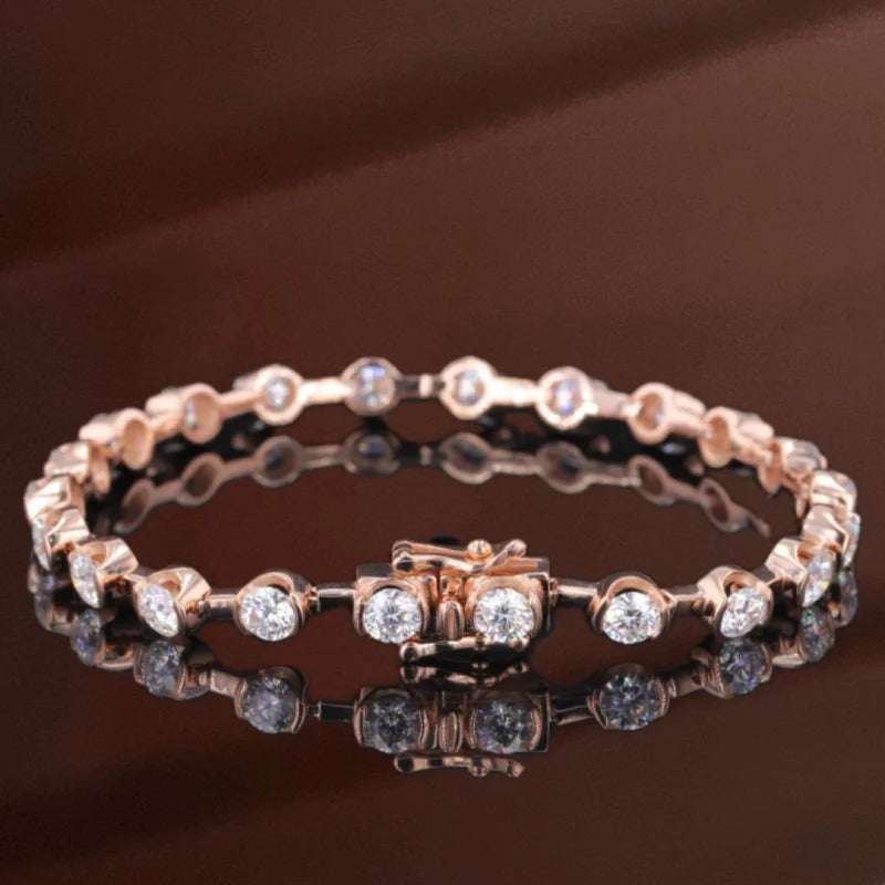 Renee | Lab Diamond Station Eternity Tennis Bracelet (Solid Gold) | Lady Estere Jewellery 14K 18K Solid Gold Lab-Grown Moissanite White