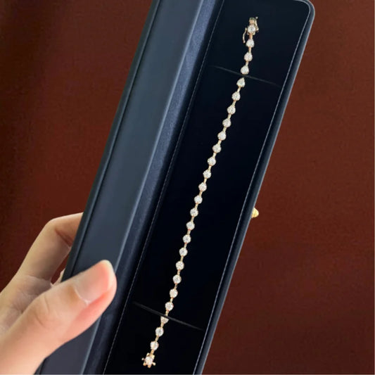 Renee | Lab Diamond Station Eternity Tennis Bracelet (Solid Gold) | Lady Estere Jewellery 14K 18K Solid Gold Lab-Grown Moissanite White