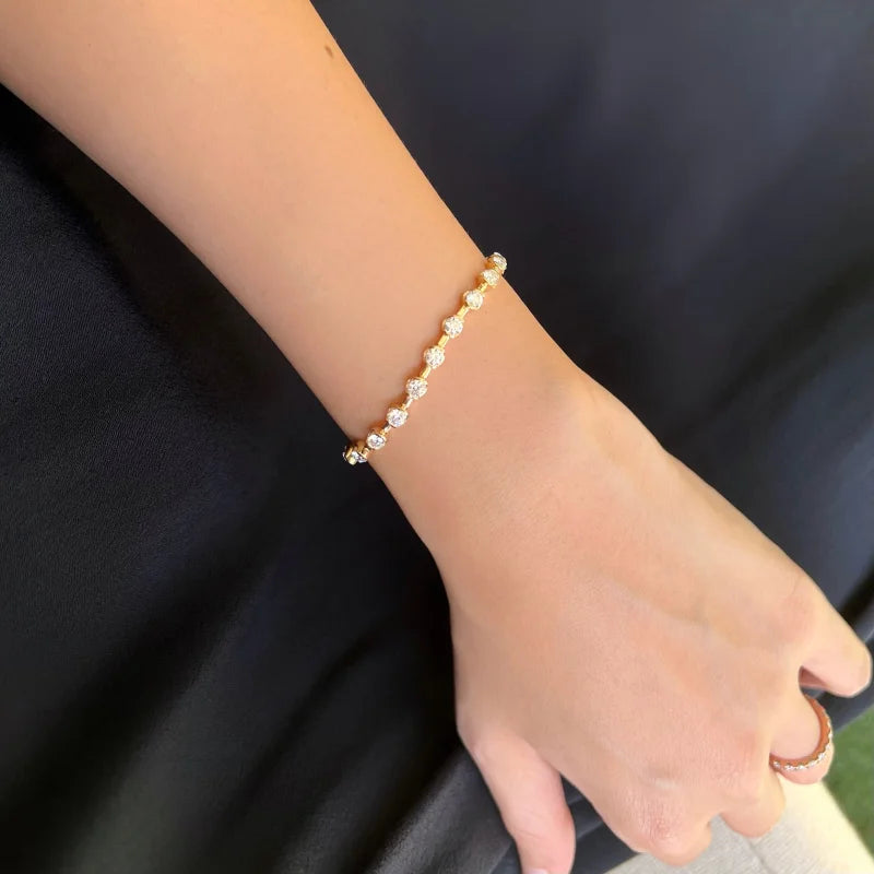 Renee | Lab Diamond Station Eternity Tennis Bracelet (Solid Gold) | Lady Estere Jewellery 14K 18K Solid Gold Lab-Grown Moissanite White