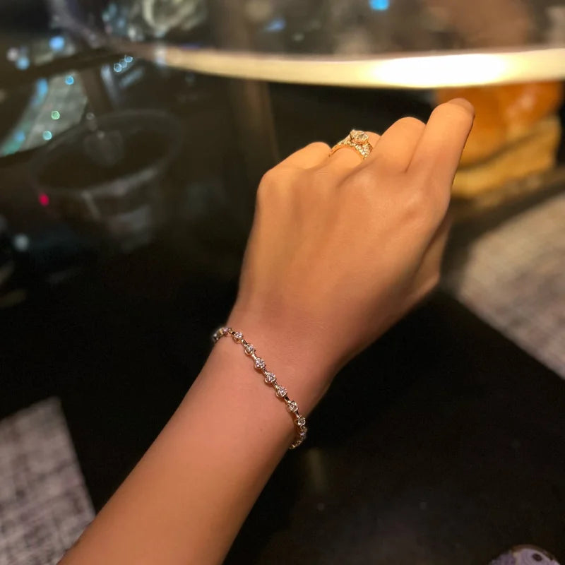 Renee | Lab Diamond Station Eternity Tennis Bracelet (Solid Gold) | Lady Estere Jewellery 14K 18K Solid Gold Lab-Grown Moissanite White