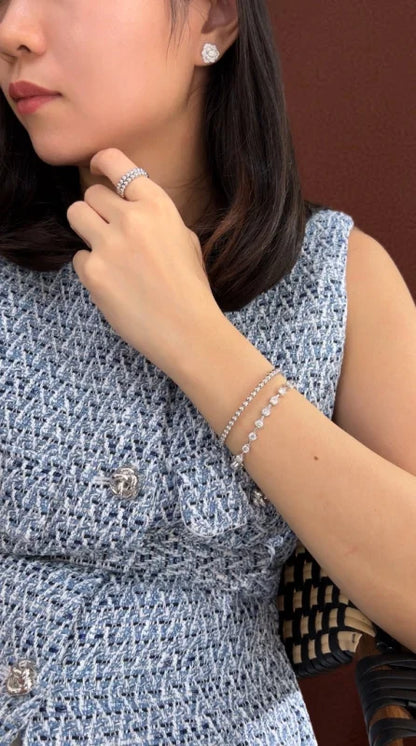 Renee | Lab Diamond Station Eternity Tennis Bracelet (Solid Gold) | Lady Estere Jewellery 14K 18K Solid Gold Lab-Grown Moissanite White