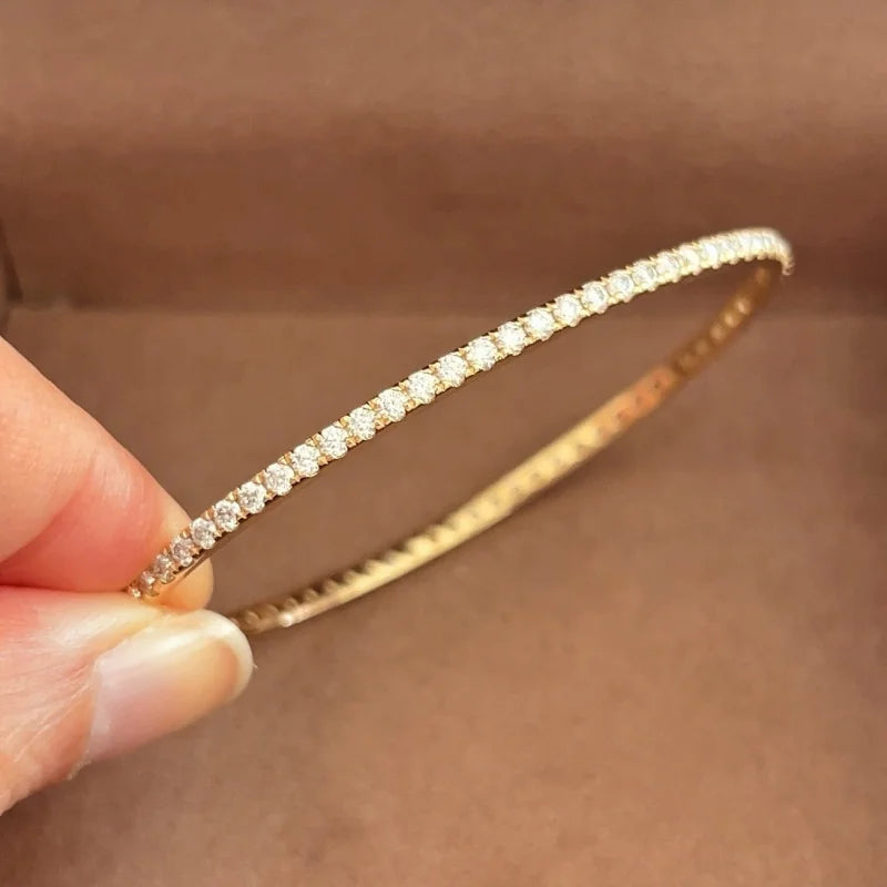 Riviere | 2ct Diamond Eternity Bangle Bracelet (Solid Gold) | Lady Estere Jewellery 14K 18K Solid Gold Lab-Grown Moissanite White Yellow