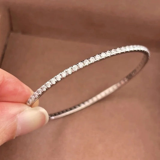 Riviere | 2ct Diamond Eternity Bangle Bracelet (Solid Gold) | Lady Estere Jewellery 14K 18K Solid Gold Lab-Grown Moissanite White Yellow